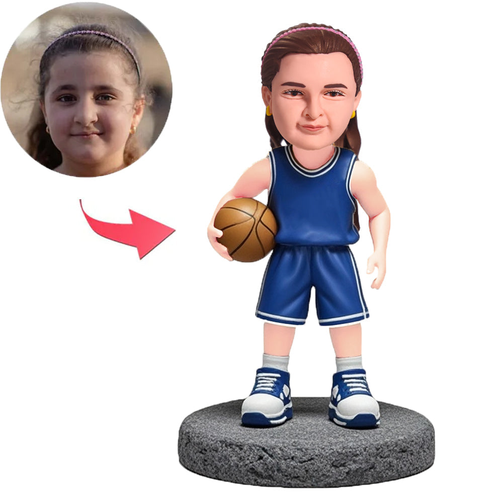 Kleines Mädchen spielt Basketball Benutzerdefinierte Bobbleheads