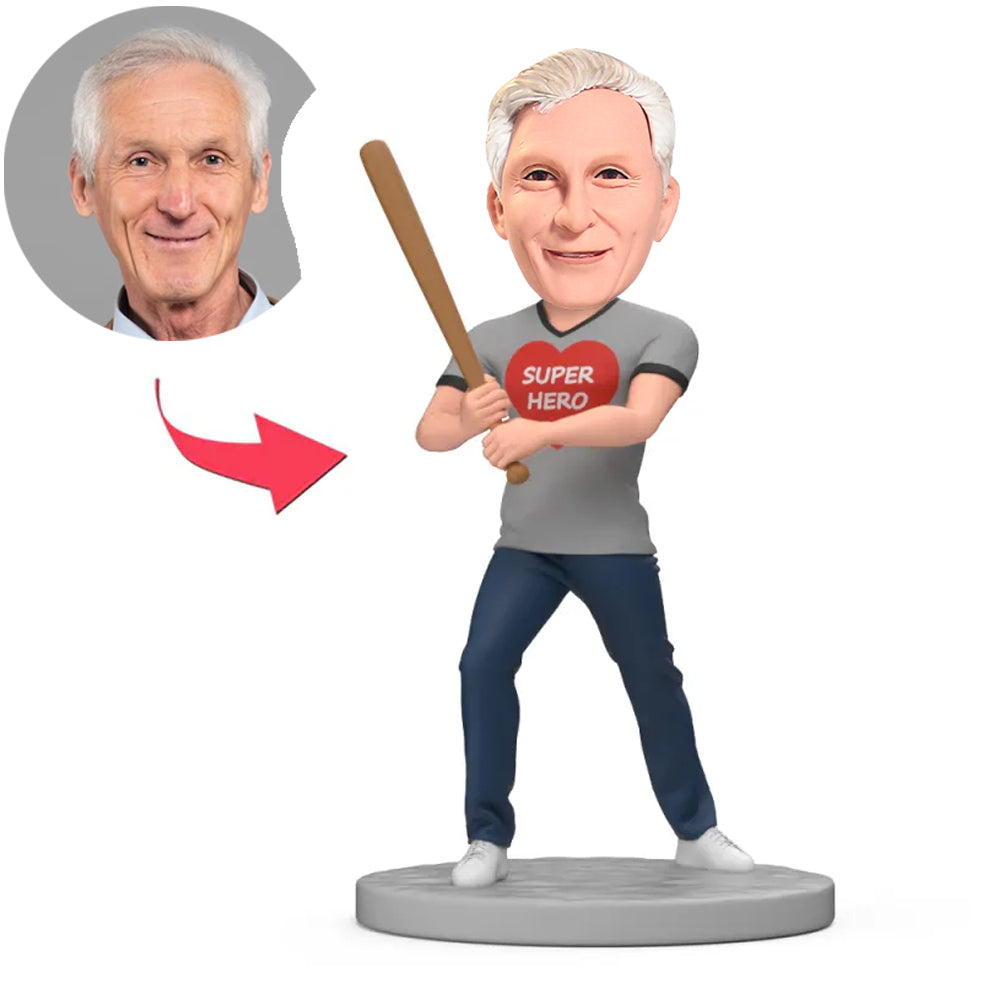 Superheld mit Baseballschläger Benutzerdefinierte Bobbleheads