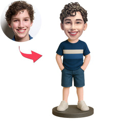 Junge mit Händen in Hosentaschen Benutzerdefinierte Bobbleheads