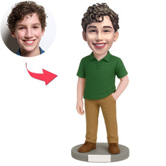 Jungen in grünem Hemd Benutzerdefinierte Bobbleheads