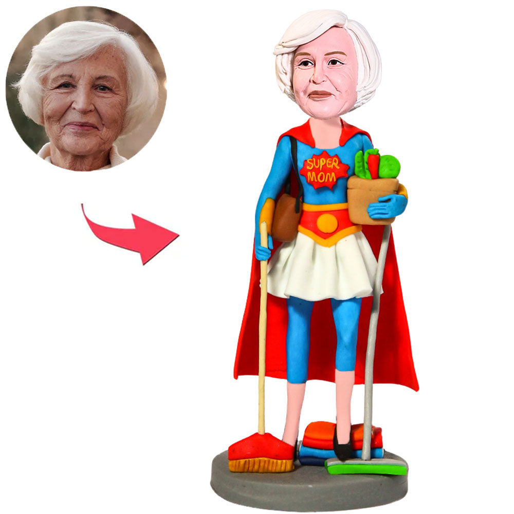 Super Mom Allmächtige Mutter Superheldin Kundenspezifische Bobbleheads mit eingraviertem Text