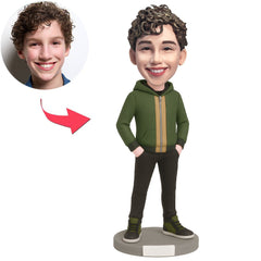 Junge in grüner Jacke Benutzerdefinierte Bobbleheads