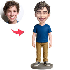 Junge in blauem Hemd Benutzerdefinierte Bobbleheads