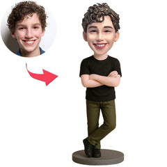 Junge in schwarzem Hemd Benutzerdefinierte Bobbleheads