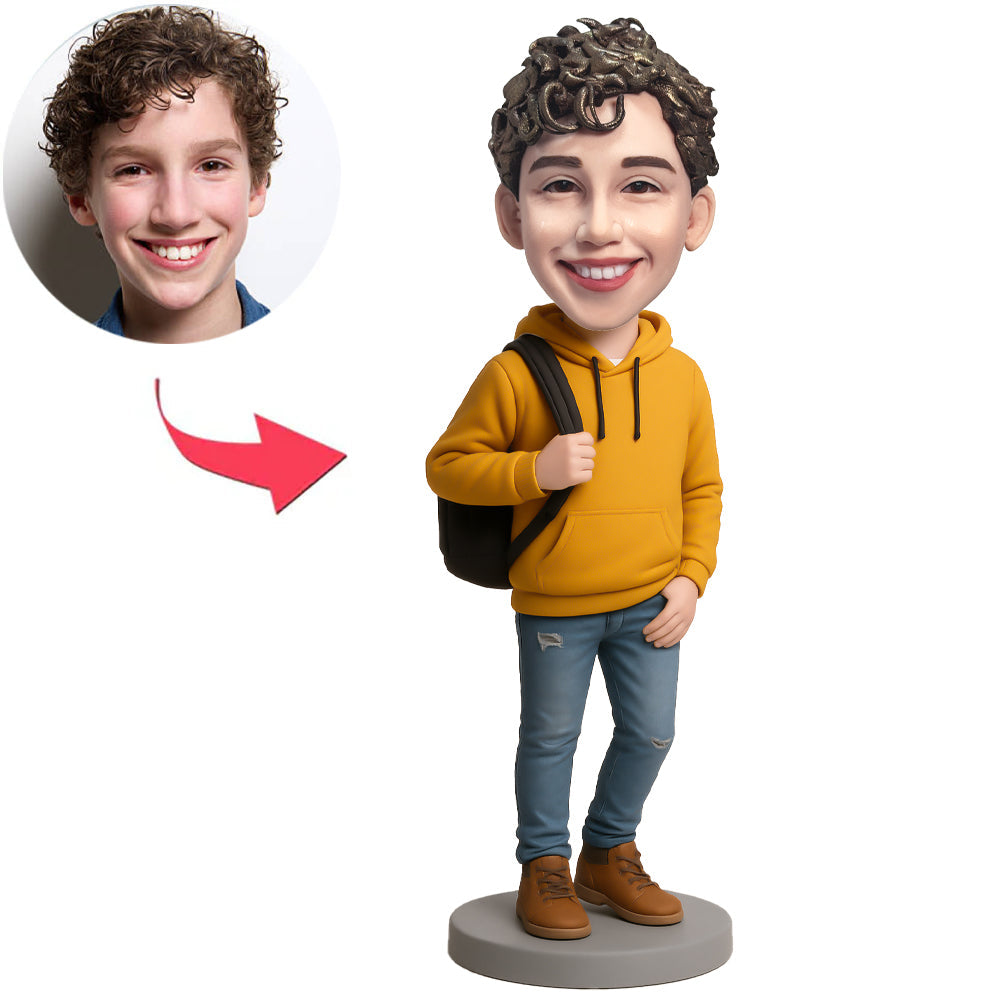 Junge mit Schulranzen Benutzerdefinierte Bobbleheads