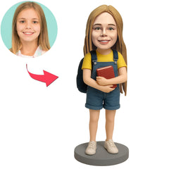 Mädchen mit Schulranzen Benutzerdefinierte Bobbleheads