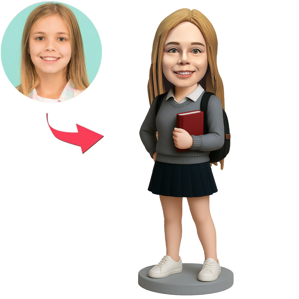 Schülerin mit Buch Benutzerdefinierte Bobbleheads