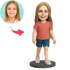 Mädchen in hellrotem Hemd Benutzerdefinierte Bobbleheads