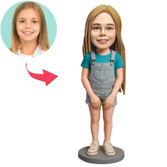 Mädchen in Latzhose Benutzerdefinierte Bobbleheads