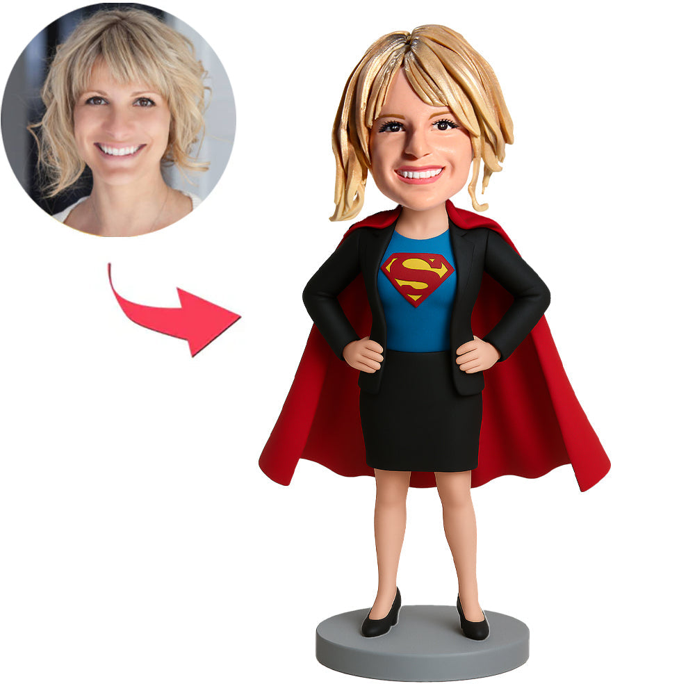 Super Geschäftsfrau mit Umhang Benutzerdefinierte Bobbleheads