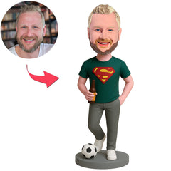 Übermensch trinkt Bier und spielt Fußball Benutzerdefinierte Bobbleheads