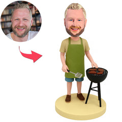 Mann mit Schürze am Grillen Benutzerdefinierte Bobbleheads