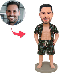 Mann mit Hawaii Strandoutfit Benutzerdefinierte Bobbleheads