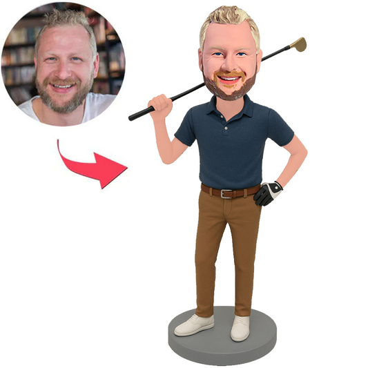 Mann mit Golfschlägern Benutzerdefinierte Bobbleheads