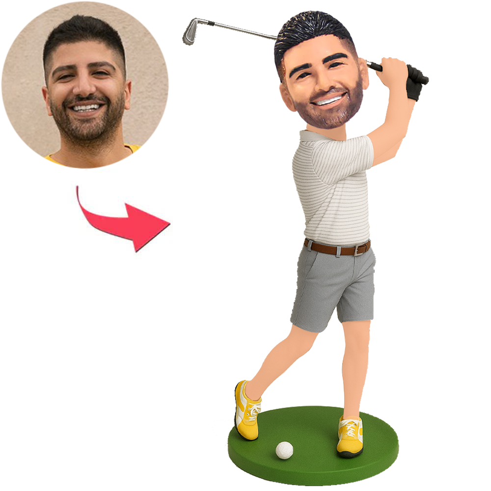 Golfspieler in grauen Shorts Benutzerdefinierte Bobbleheads