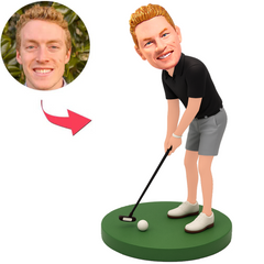 Golfspieler in schwarzem Kurzarmhemd Benutzerdefinierte Bobbleheads