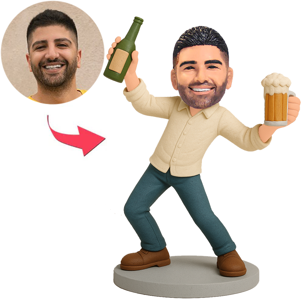 Mann mit Bierglas und Bierflasche Benutzerdefinierte Bobbleheads