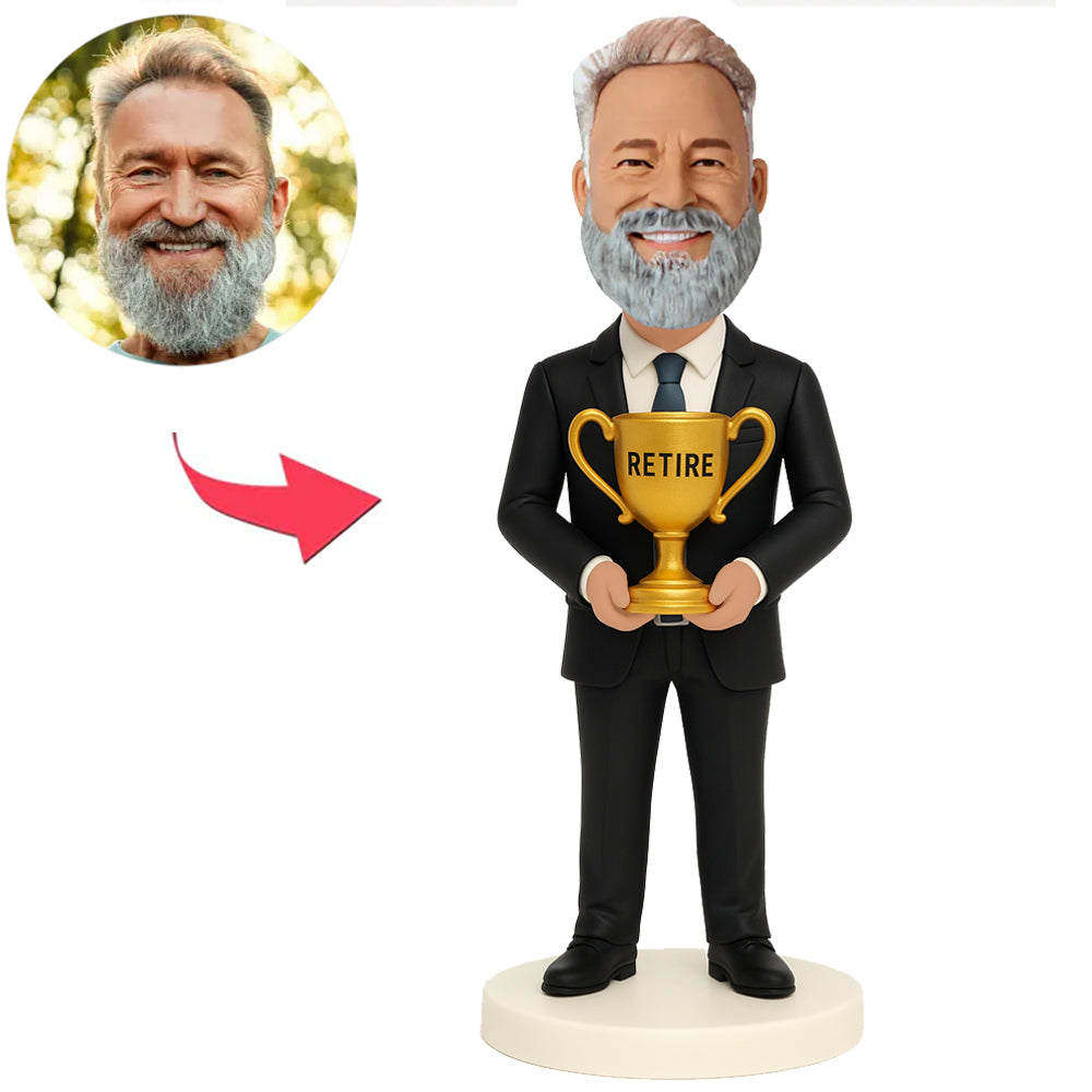Geschäftsmann mit Ruhestand Trophäe Benutzerdefinierte Bobbleheads
