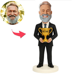Geschäftsmann mit Ruhestand Trophäe Benutzerdefinierte Bobbleheads