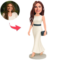Frau in weißem Kleid Benutzerdefinierte Bobbleheads