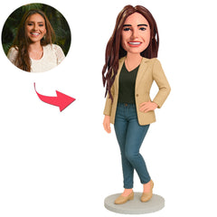 Schöne Frau in blauer Jeans Benutzerdefinierte Bobbleheads