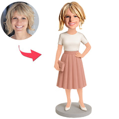 Frau in zimtrosa Rock Benutzerdefinierte Bobbleheads