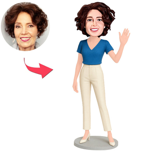 Frau in weißer Hose Benutzerdefinierte Bobbleheads