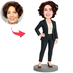 Geschäftsfrau in schwarzem Anzug Benutzerdefinierte Bobbleheads