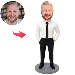 Geschäftsmann mit schwarzer Krawatte Benutzerdefinierte Bobbleheads