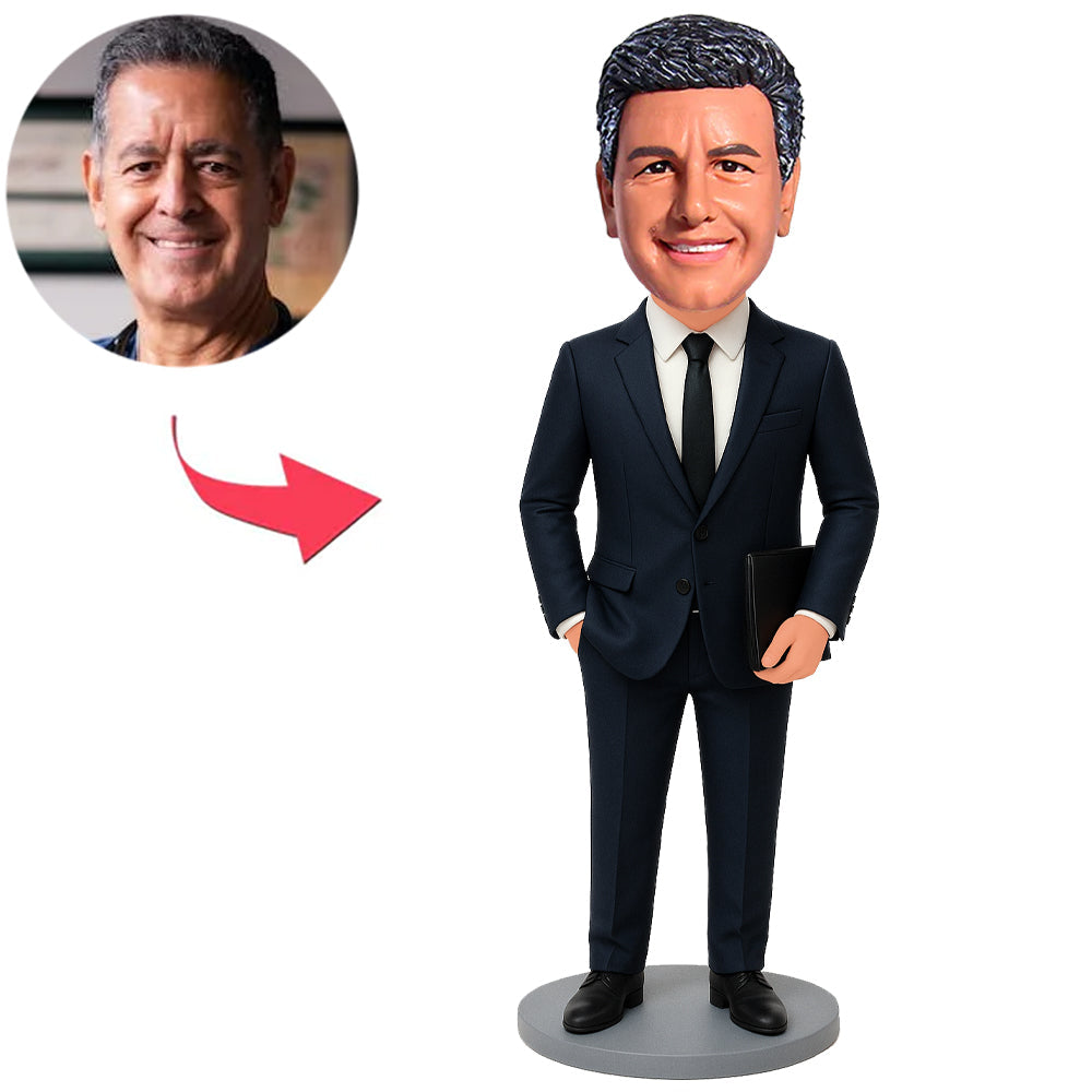 Geschäftsmann in dunkelblauem Anzug Benutzerdefinierte Bobbleheads