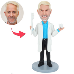Glücklicher Zahnarzt mit Zahn Benutzerdefinierte Bobbleheads