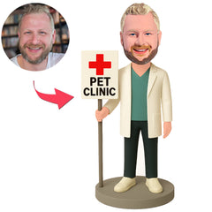 Tierarzt mit Schild für Tierklinik Benutzerdefinierte Bobbleheads