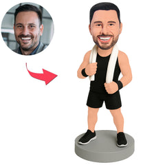 Fitnessmann mit Handtuch Benutzerdefinierte Bobbleheads