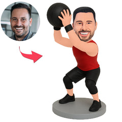 Fitnessmann hebt Medizinball Benutzerdefinierte Bobbleheads