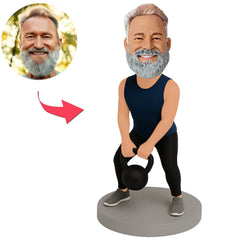 Fitnessmann hebt Kettlebell Benutzerdefinierte Bobbleheads