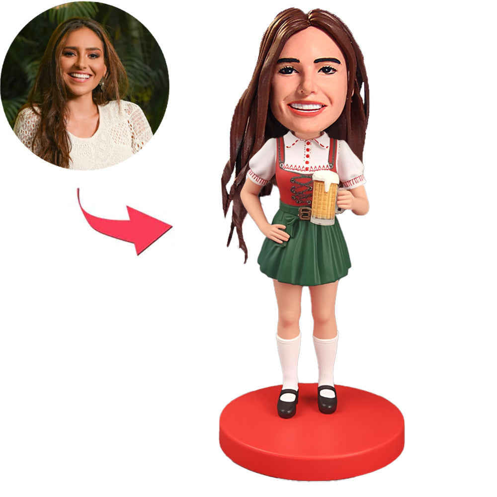 Frau im grünen bayerischen Rock Kundenspezifische Bobbleheads