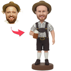 Mann in brauner bayerischer Tracht Kundenspezifische Bobbleheads