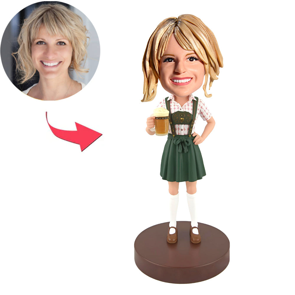 Frau im braunen bayerischen Rock Kundenspezifische Bobbleheads