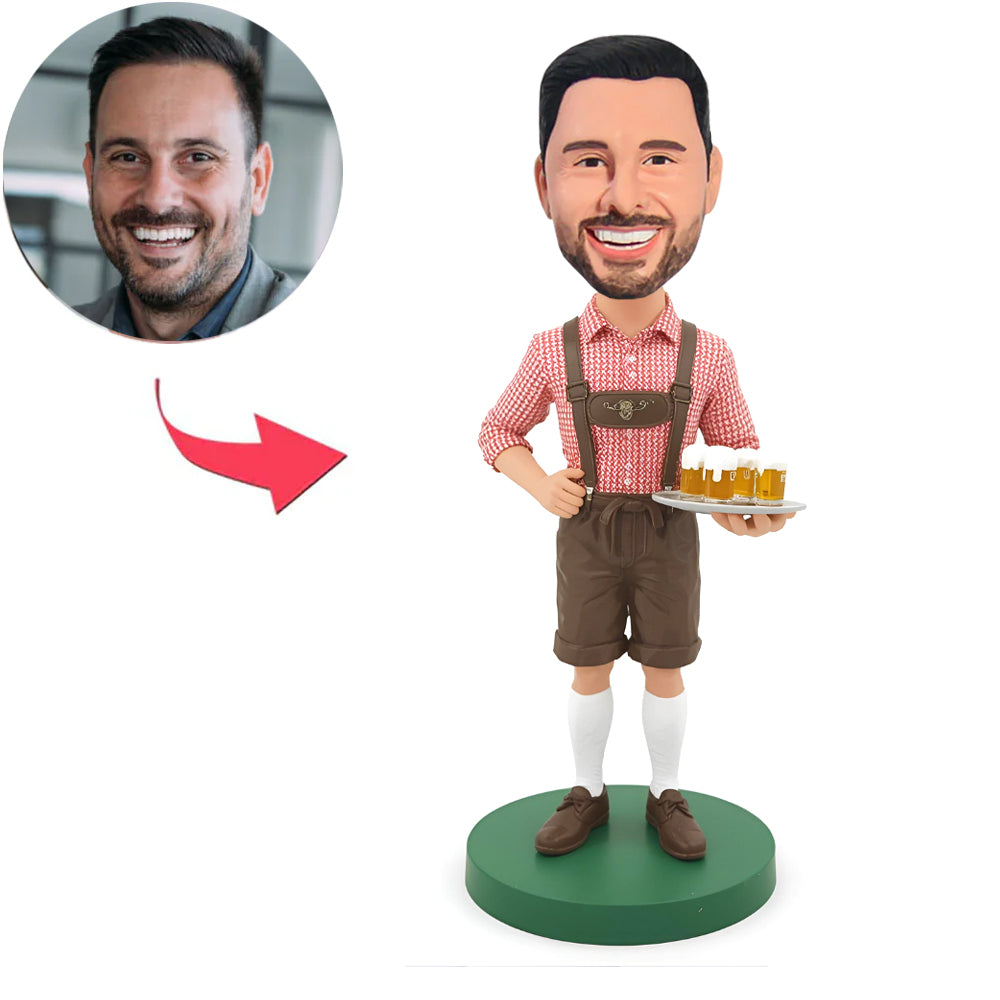 Traditioneller Oktoberfest-Mann serviert Bier Kundenspezifische Bobbleheads