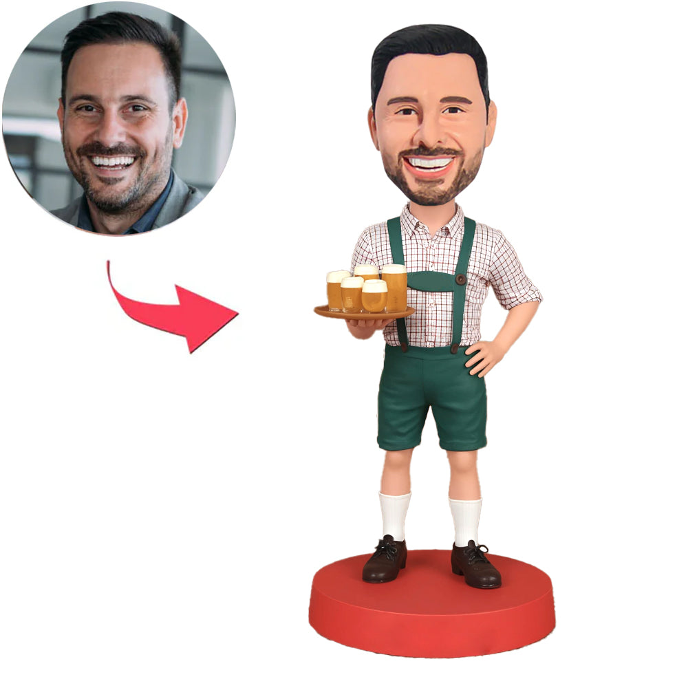 Mann in bayerischer Tracht hält Bier Kundenspezifische Bobbleheads
