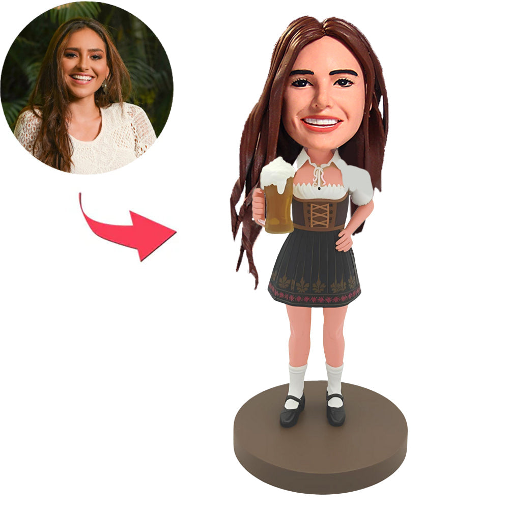 bayerische Tracht Frau hält Bier Kundenspezifische Bobbleheads