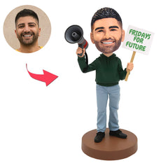 Fridays for Future Klimaaktivist mit Megafon Kundenspezifische Bobbleheads