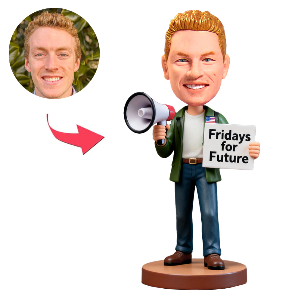 Männliche Klimaaktivisten Kundenspezifische Bobbleheads