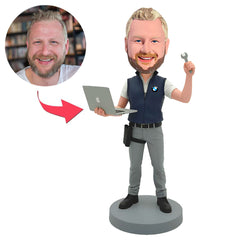 BMW-Ingenieur mit Laptop Kundenspezifische Bobbleheads