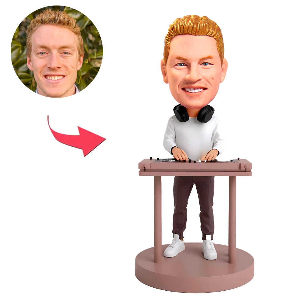 DJ Trägt Weißes T-shirt Kundenspezifische Bobbleheads