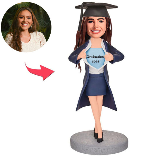 Graduation 2024 Girl With Graduation Hat Custom Bobbleheads Add Text