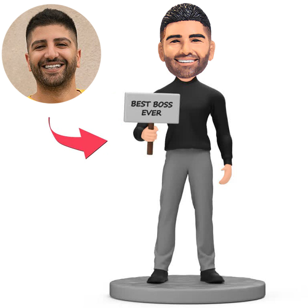 Bester Chef aller Zeiten in schwarzem Hemd Benutzerdefinierte Bobbleheads