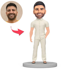 Chef in weißer lässiger Kleidung Benutzerdefinierte Bobbleheads