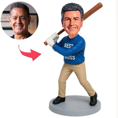 Bester Baseball Chef in blauem Hemd Benutzerdefinierte Bobbleheads