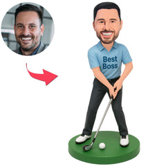 Bester Chef Golfer in blauem Hemd Benutzerdefinierte Bobbleheads